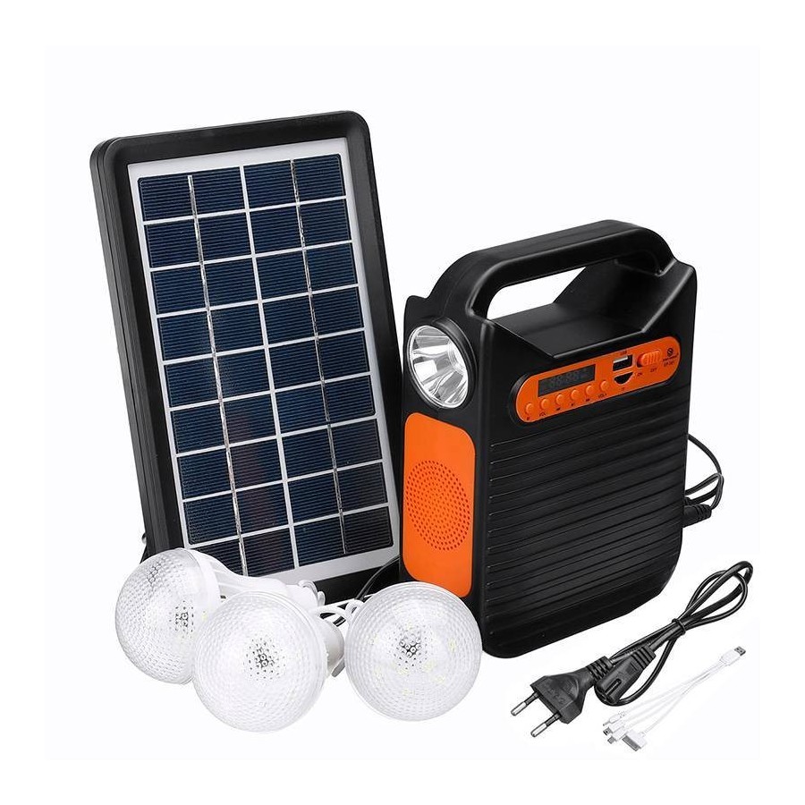 CARGADOR SOLAR Kit completo con cargador Radio Mp3 LUZ MovilTecno 816