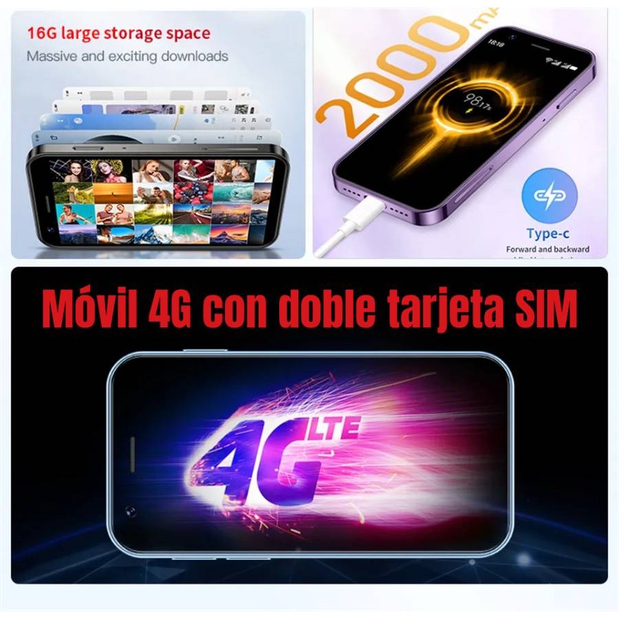 Móvil Pequeño MINI 4G Android WhatsApp GPS MovilTecno 864