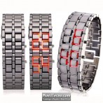Reloj Digital de Acero Brazalete Fashion con Led Rojos Barato