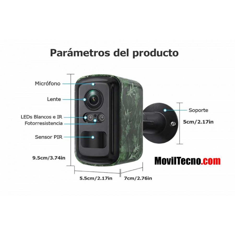 Cámara Pequeña 4G con Placa Solar MovilTecno 881