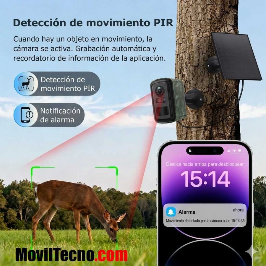 Cámara Pequeña 4G con Placa Solar MovilTecno 881