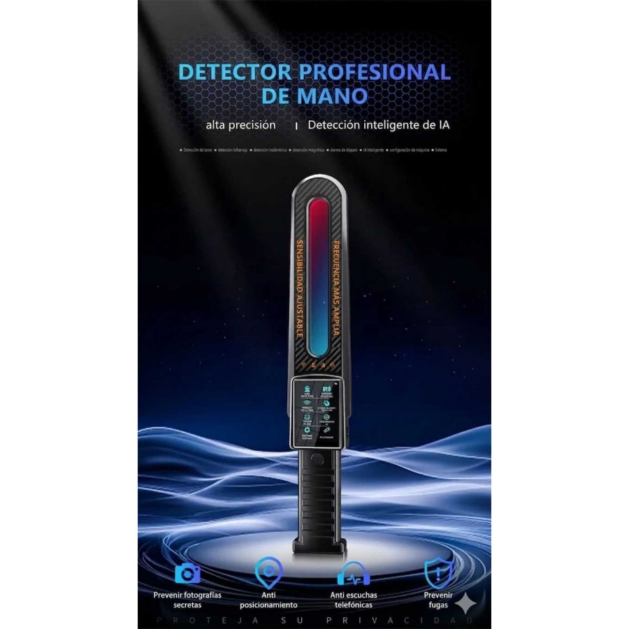 Raqueta DETECTOR PROFESIONAL para GPS Lapas Micrófonos Cámaras 883