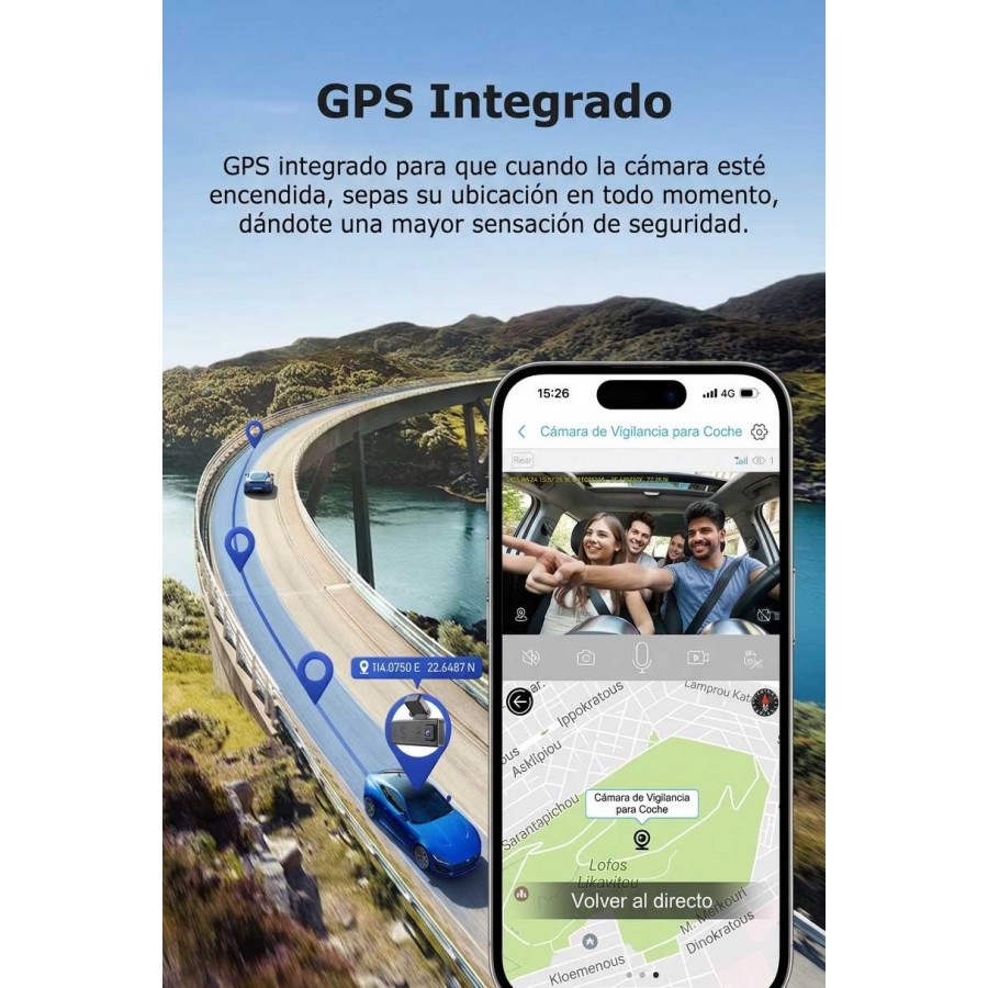 Cámara para COCHE 4G GPS 2 Objetivos MovilTecno 884