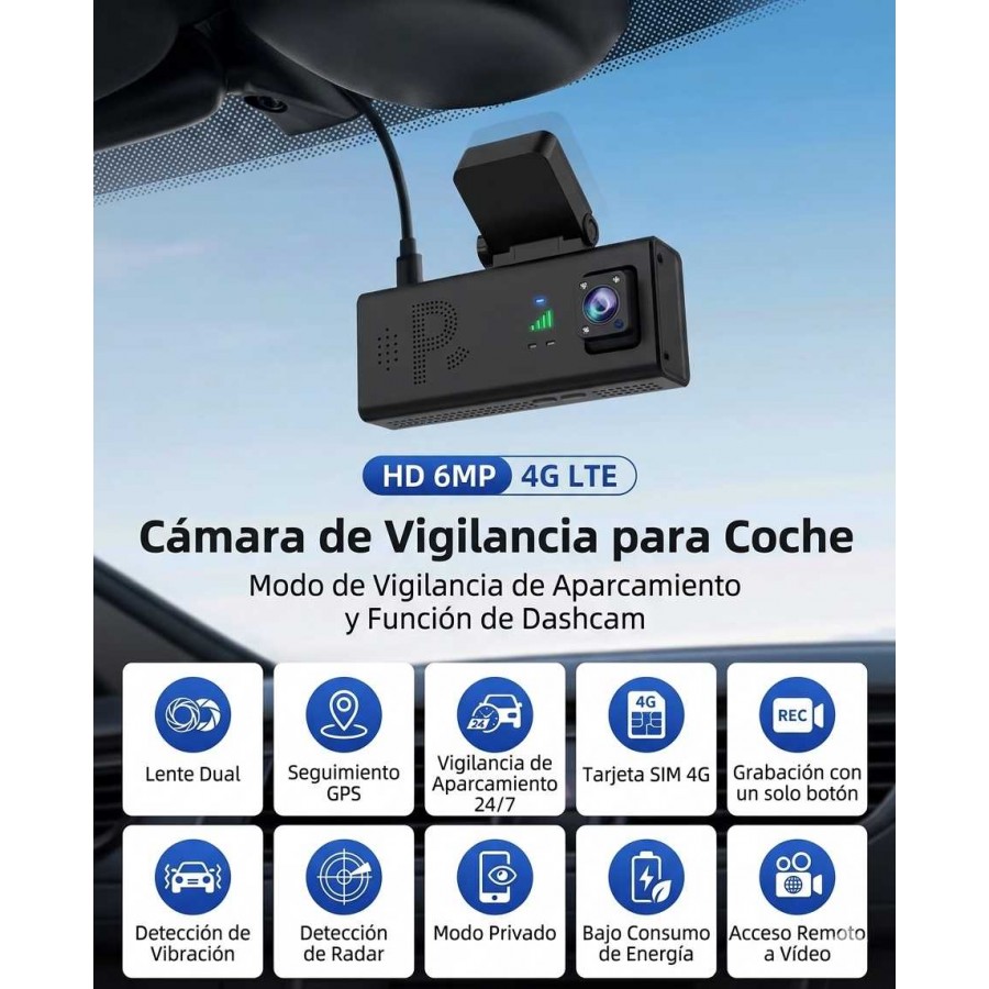 Cámara para COCHE 4G GPS 2 Objetivos MovilTecno 884