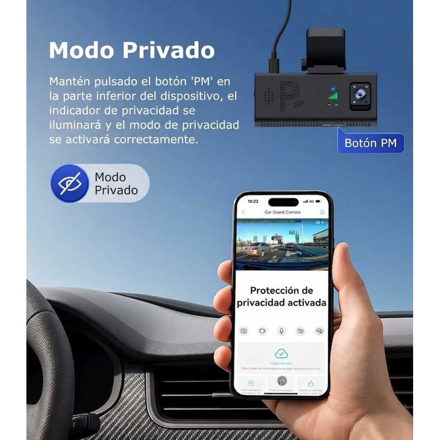 Cámara para COCHE 4G GPS 2 Objetivos MovilTecno 884