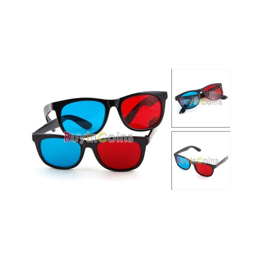 Gafas 3D Plastico Azul y Rojo ver Peliculas y Juegos en 3 dimensiones baratas