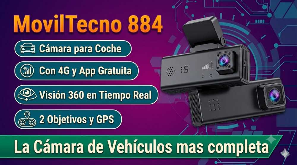 Cámara de vigilancia para coche aparcado con GPS y 4G MovilTecno 884: controla tu vehículo desde el móvil